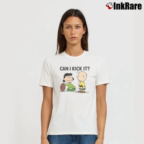 Charlie Brown Lucy Snoopy Football Can I Kick It Women’s Tee in white – Effortless Style Women’s Charlie Brown Lucy Snoopy Football Can I Kick It T-Shirt in white | Soft, Flattering Fit