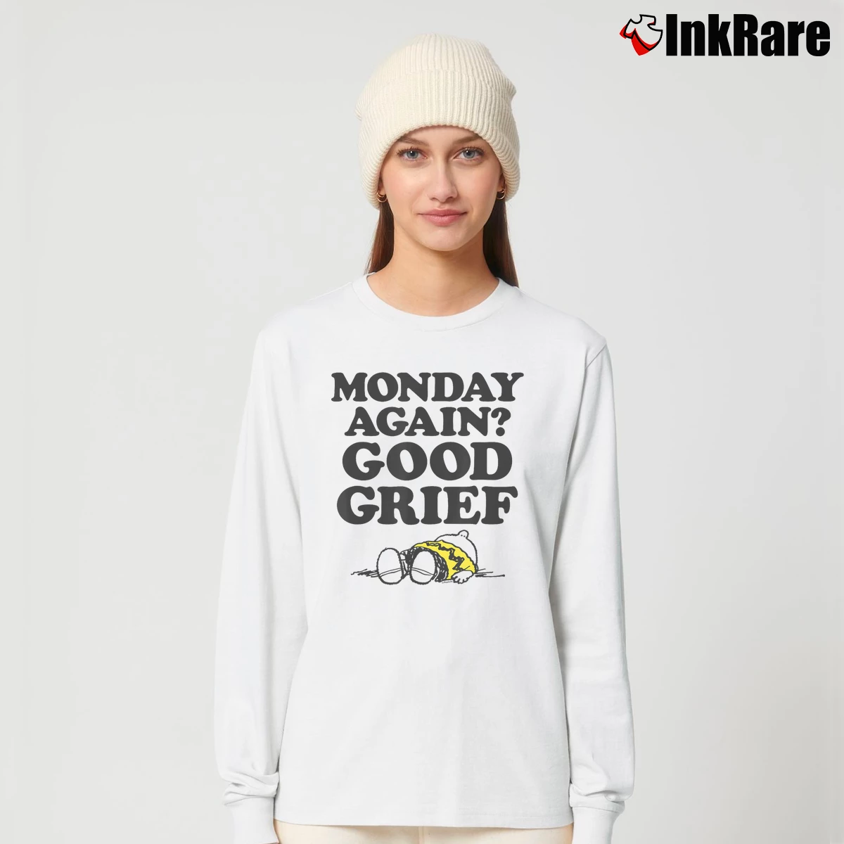 Charlie Brown Monday Again Good Grief Women’s Long-Sleeve Top in white – Effortless Layer Women’s Charlie Brown Monday Again Good Grief Long-Sleeve Top in white | Sleek, Versatile, All-Season