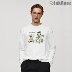 Charlie Brown Not Wearing Green St Patricks Shirt on white long sleeve shirt for men graphic tee
