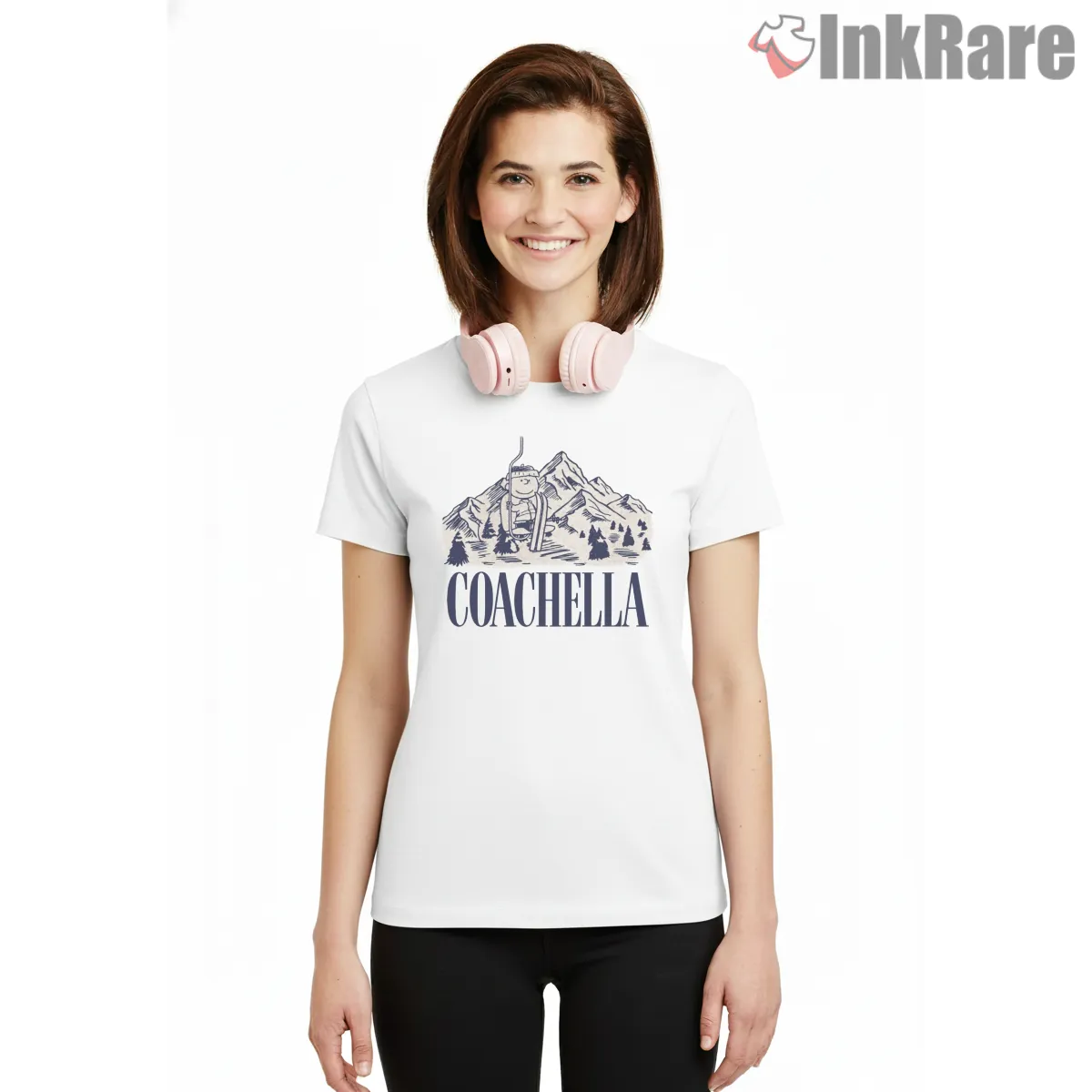 Charlie Brown Skiing Mountain Adventure Shirt on white short sleeve shirt for women graphic tee