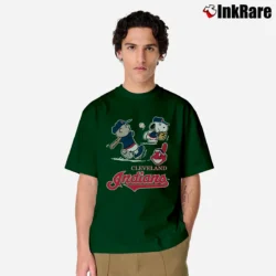 Men’s Charlie Brown Snoopy Cleveland Indians MLB Baseball Classic T-Shirt in forest green | Soft, Breathable Everyday Wear