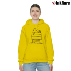 Women’s Charlie Brown Snoopy Doghouse Peanuts Classic Cozy Hoodie in yellow | Warm, Structured, Stylish