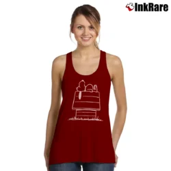 Women’s Charlie Brown Snoopy Doghouse Peanuts Tank Top in maroon | Lightweight, Movement-Friendly