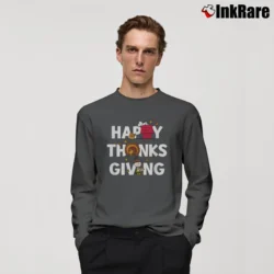 Men’s Charlie Brown Snoopy Happy Thanksgiving Peanuts Long-Sleeve Shirt in charcoal | Sleek, Lightweight, Year-Round Wear