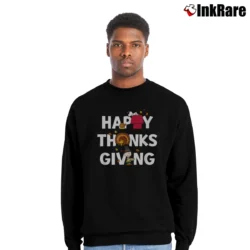 Men’s Charlie Brown Snoopy Happy Thanksgiving Peanuts Crewneck Sweatshirt in black | Cozy Fabric, Clean Style