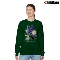 Women’s Charlie Brown Snoopy Northwestern Wildcats Relaxed Sweatshirt in forest green | Soft, Laid-Back Vibe