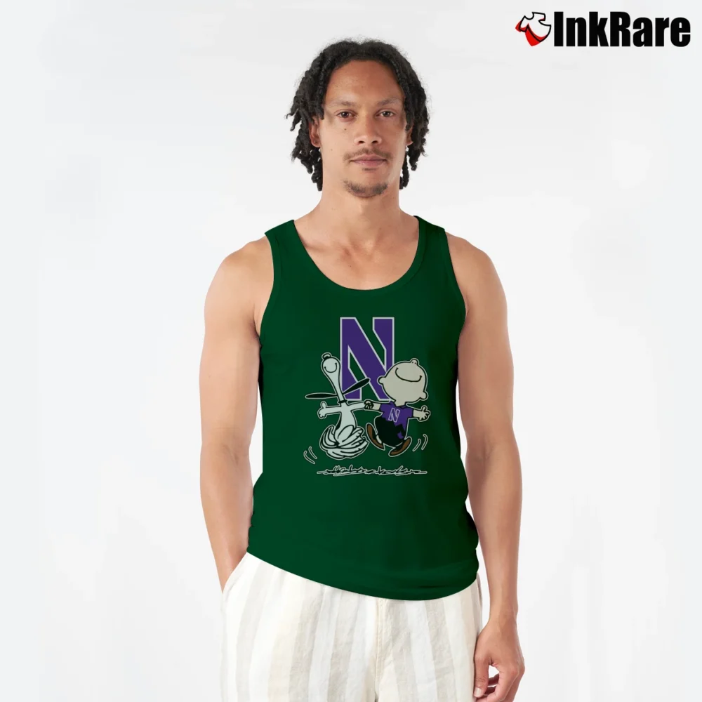 Men’s Charlie Brown Snoopy Northwestern Wildcats Tank Top in forest green | Breathable, Active-Friendly Design