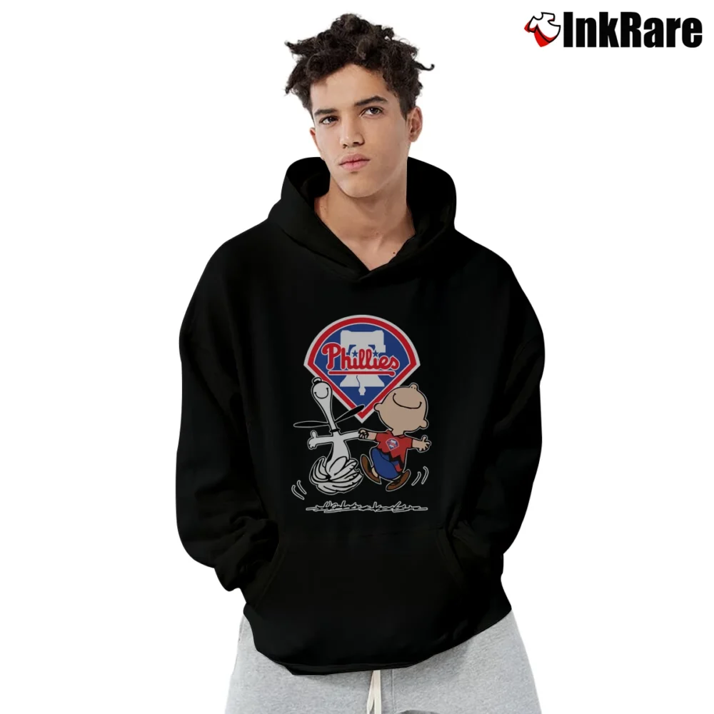 Men’s Charlie Brown Snoopy Philadelphia Phillies Pullover Hoodie in black | Cozy, Durable, Modern Fit