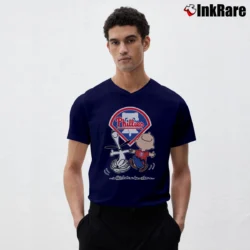 Men’s Charlie Brown Snoopy Philadelphia Phillies V-Neck Tee in navy | Sharp, Breathable, Everyday Staple