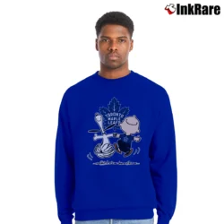 Men’s Charlie Brown Snoopy Toronto Maple Leafs Crewneck Sweatshirt in royal blue | Cozy Fabric, Clean Style