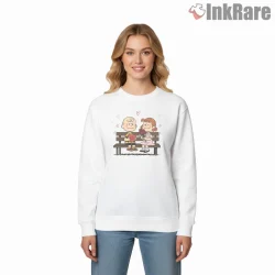 Charlie Brown Valentine Bench Scene Shirt on graphic shirt for women graphic tee