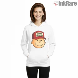 Charlie Brown Vibes Christmas Shirt on white hoodie for women graphic tee