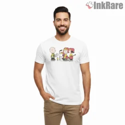 Charlie Brown Winter Hockey Squad Shirt on white short sleeve shirt for men graphic tee