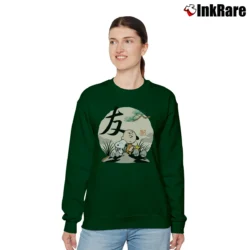 Women’s Charlie Brown Woodstock And Snoopy Friendship Japanesque Relaxed Sweatshirt in forest green | Soft, Laid-Back Vibe
