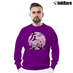 Men’s Charlie Brown Woodstock And Snoopy Friendship Japanesque Crewneck Sweatshirt in purple | Cozy Fabric, Clean Style