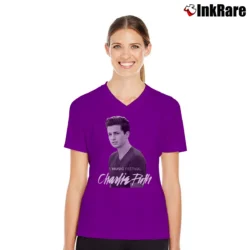 Women’s Charlie Puth Graphic V-Neck Tee in purple | Chic Neckline, Soft Texture