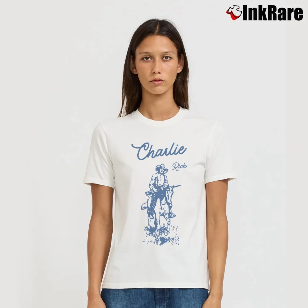 Women’s Charlie Rich Cowboy Signature T-Shirt in white | Soft, Flattering Fit