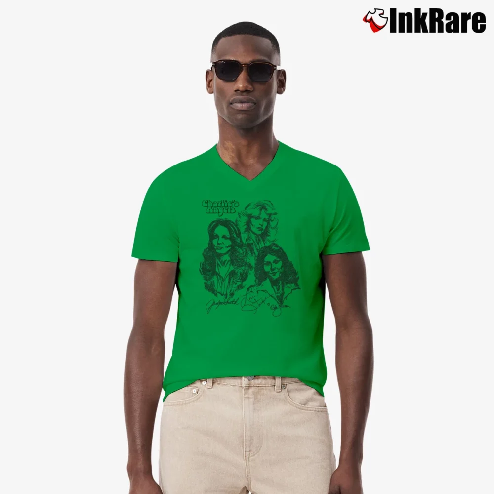 Men’s Charlie's Angels Art V-Neck Tee in irish green | Sharp, Breathable, Everyday Staple