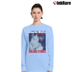 Women’s Charlie Watts Rolling Stones Drummer 90s Promotion for Fans Long-Sleeve Top in light blue | Sleek, Versatile, All-Season