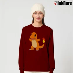 Women’s Charmander Design Pokemon Graphic Long-Sleeve Top in maroon | Sleek, Versatile, All-Season