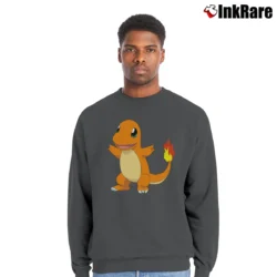 Men’s Charmander Design Pokemon Graphic Crewneck Sweatshirt in charcoal | Cozy Fabric, Clean Style