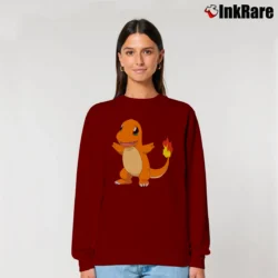 Women’s Charmander Design Pokemon Graphic Relaxed Sweatshirt in maroon | Soft, Laid-Back Vibe