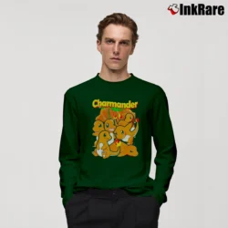 Men’s Charmander Pokemon Custom Retro Style Long-Sleeve Shirt in forest green | Sleek, Lightweight, Year-Round Wear