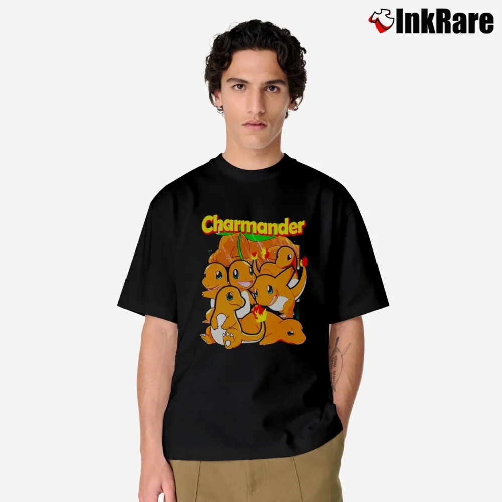 Men’s Charmander Pokemon Custom Retro Style Classic T-Shirt in black | Soft, Breathable Everyday Wear