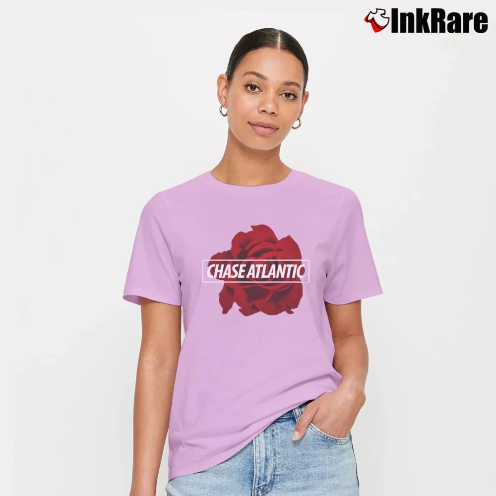 Women’s Chase Atlantic Rose Logo Signature T-Shirt in light pink | Soft, Flattering Fit