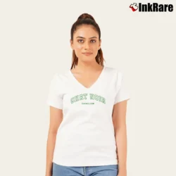 Women’s Chat Noir Cataclysm V-Neck Tee in white | Chic Neckline, Soft Texture