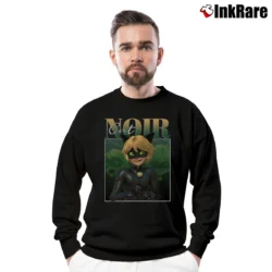 Men’s Chat Noir Miraculous Crewneck Sweatshirt in black | Cozy Fabric, Clean Style