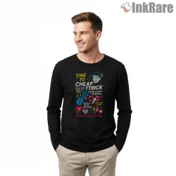Cheap Trick Cartoon Rock Attitude Shirt on black long sleeve shirt for men graphic tee