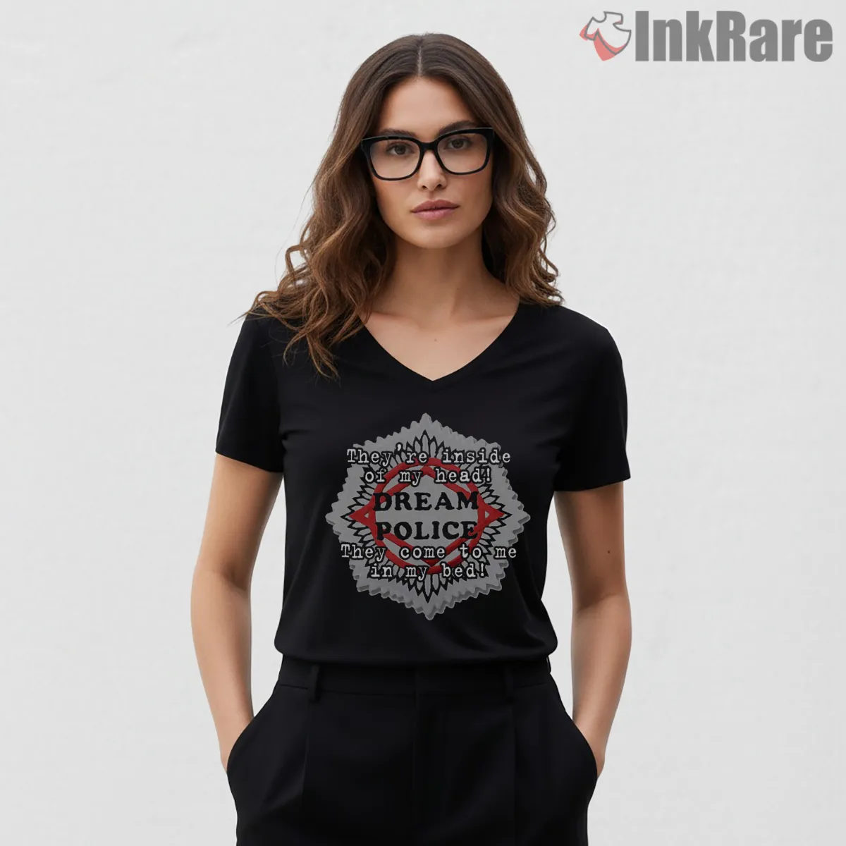 Cheap Trick Dream Police Psychedelic Rock V Neck Black Cheap Trick Dream Police Psychedelic Rock Shirt on black v-neck shirt for women graphic tee