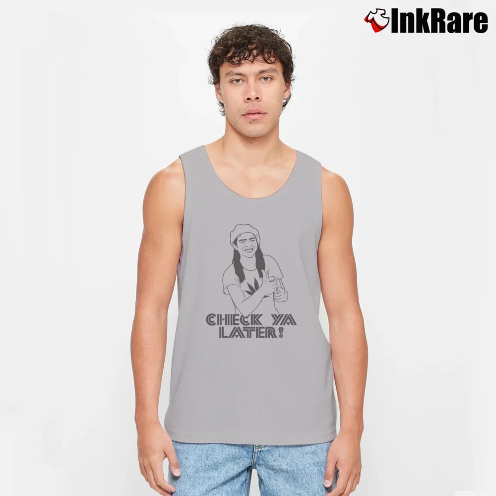 Men’s Check Ya Later Funny Quote Tank Top in sport grey | Breathable, Active-Friendly Design