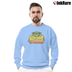 Men’s Cheddar Goblin Horror Movie Graphic Crewneck Sweatshirt in light blue | Cozy Fabric, Clean Style