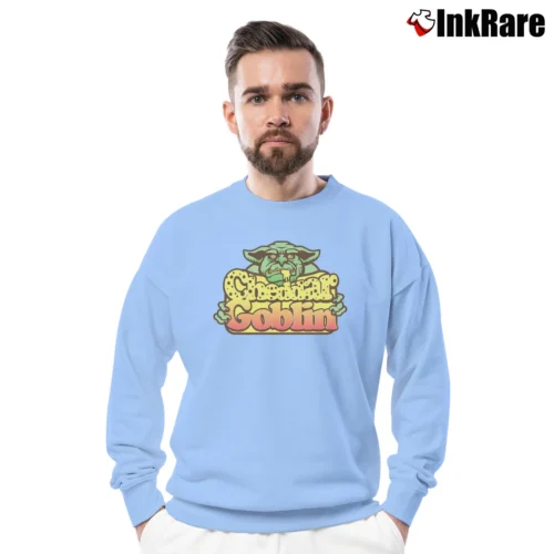Cheddar Goblin Horror Movie Graphic Men’s Crewneck Sweatshirt in light blue – Soft & Durable Men’s Cheddar Goblin Horror Movie Graphic Crewneck Sweatshirt in light blue | Cozy Fabric, Clean Style