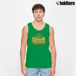 Men’s Cheddar Goblin Horror Movie Graphic Tank Top in irish green | Breathable, Active-Friendly Design