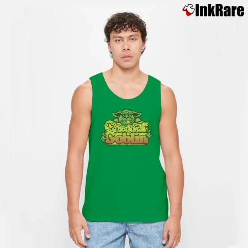 Cheddar Goblin Horror Movie Graphic Men’s Performance Tank in irish green – Lightweight Comfort Men’s Cheddar Goblin Horror Movie Graphic Tank Top in irish green | Breathable, Active-Friendly Design