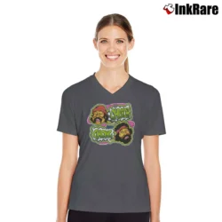 Women’s Cheech And Chong Graphic V-Neck Tee in charcoal | Chic Neckline, Soft Texture