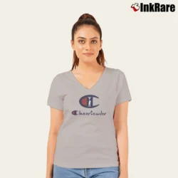 Women’s Cheerleader Champion Parody V-Neck Tee in sport grey | Chic Neckline, Soft Texture