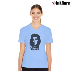 Women’s Cher Guevara Do You Believe Parody V-Neck Tee in light blue | Chic Neckline, Soft Texture