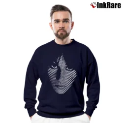 Men’s Cher Vertigo Face Black Graphic Crewneck Sweatshirt in navy | Cozy Fabric, Clean Style
