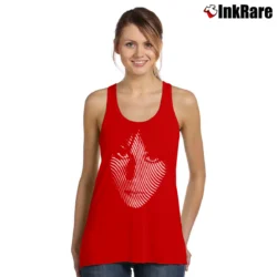 Women’s Cher Vertigo Face Black Graphic Tank Top in red | Lightweight, Movement-Friendly