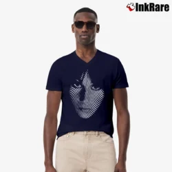 Men’s Cher Vertigo Face Black Graphic V-Neck Tee in navy | Sharp, Breathable, Everyday Staple