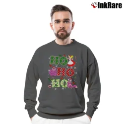 Men’s Cheshire Cat Ho Ho Ho Alice In Wonderland Christmas Crewneck Sweatshirt in charcoal | Cozy Fabric, Clean Style