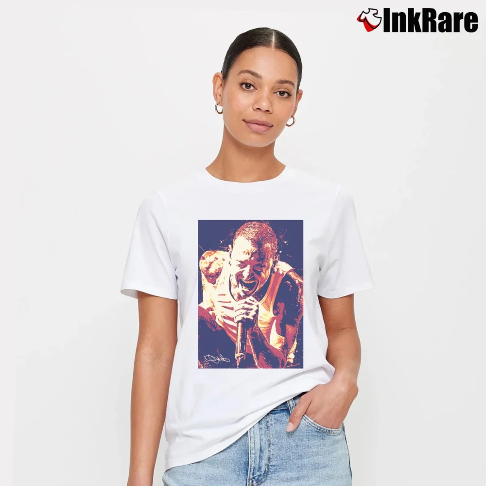 Women’s Chester Bennington Never Die Signature T-Shirt in white | Soft, Flattering Fit