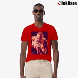 Men’s Chester Bennington Never Die V-Neck Tee in red | Sharp, Breathable, Everyday Staple