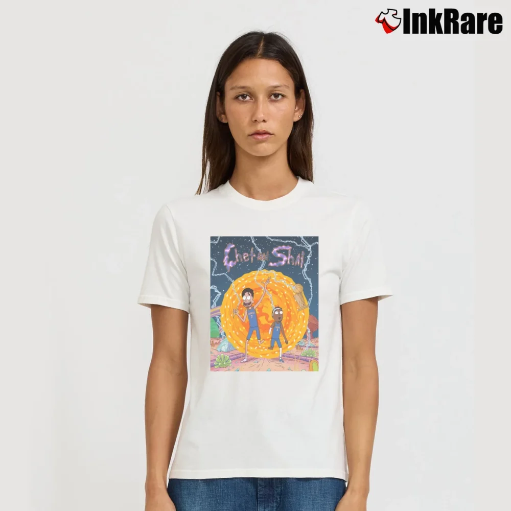 Women’s chet and shai rick and morty for NBA and Cartoon Fans Signature T-Shirt in white | Soft, Flattering Fit