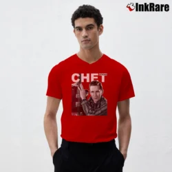 Men’s Chet Atkins Photo V-Neck Tee in red | Sharp, Breathable, Everyday Staple