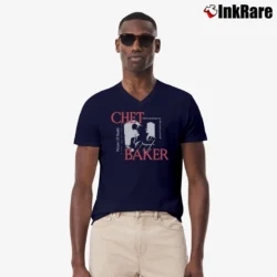 Men’s Chet Baker Picture Of Heath V-Neck Tee in navy | Sharp, Breathable, Everyday Staple